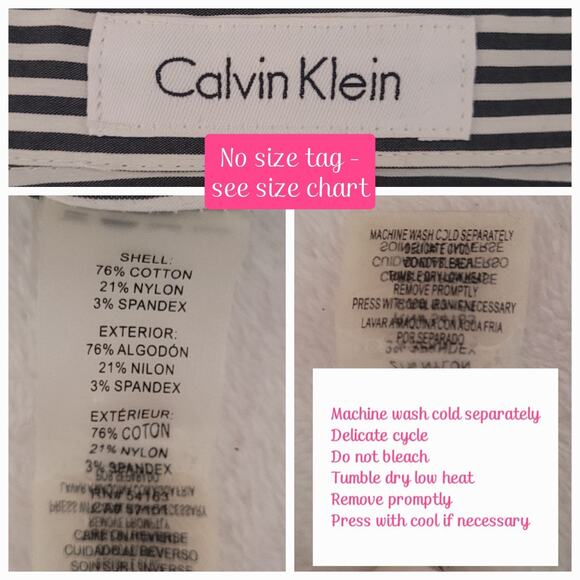 Calvin Klein 3X Black White Pinstripe Button Up Roll Tab Collared Top Vaudeville - Picture 7 of 10